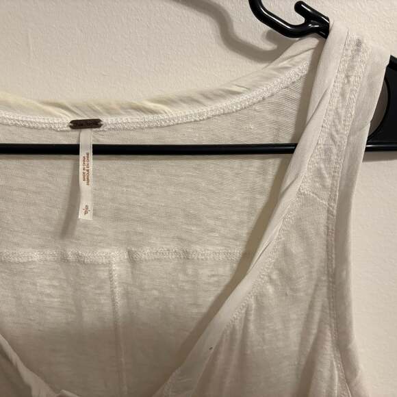 Free People Love Language Solid Henley Tank Top in Ivory Small - Picture 3 of 3